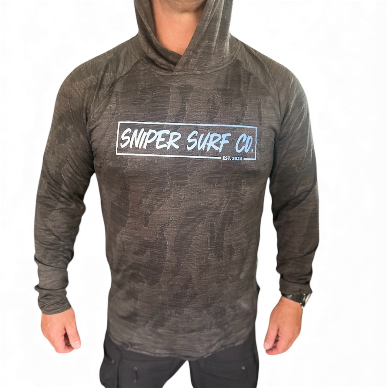 Covert Camo Light WT Drop tail Long Sleeve Hoodie (Unisex)