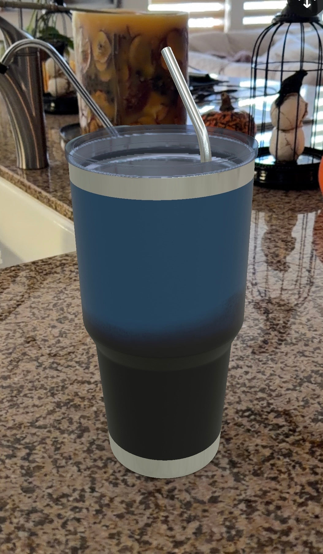 Deep Sea Blue 30oz Insulated Tumbler with Lids and Straws, Stainless Steel Double Vacuum Coffee Tumblr