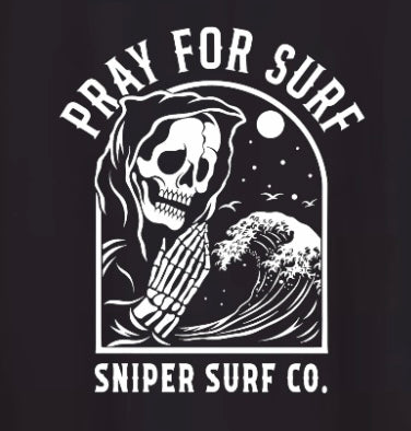 Pray for Surf Women's Crop Top Short Sleeve (Reaper Black)