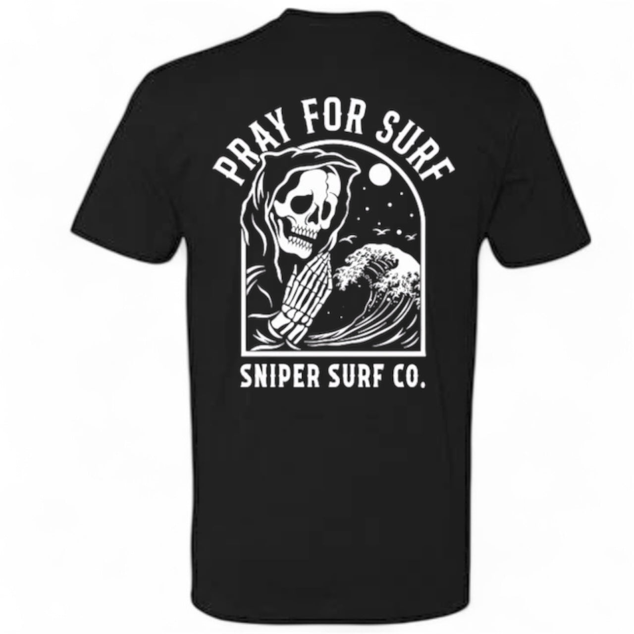 Pray for Surf Short Sleeved T-Shirt (Reaper Black)