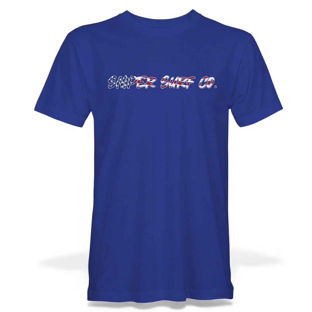 American Flag Sniper Surf Co. Short Sleeve T-Shirt (Patriot Blue)