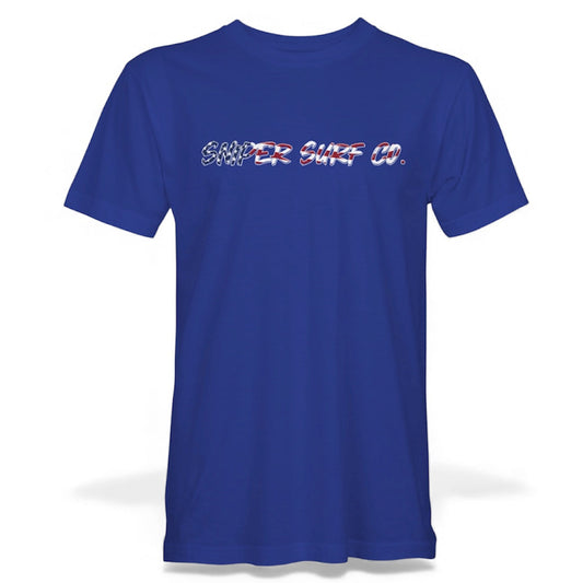 American Flag Sniper Surf Co. Short Sleeve T-Shirt (Patriot Blue)